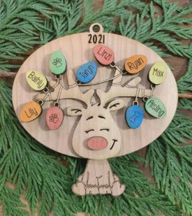 Reindeer Antler Family Ornament